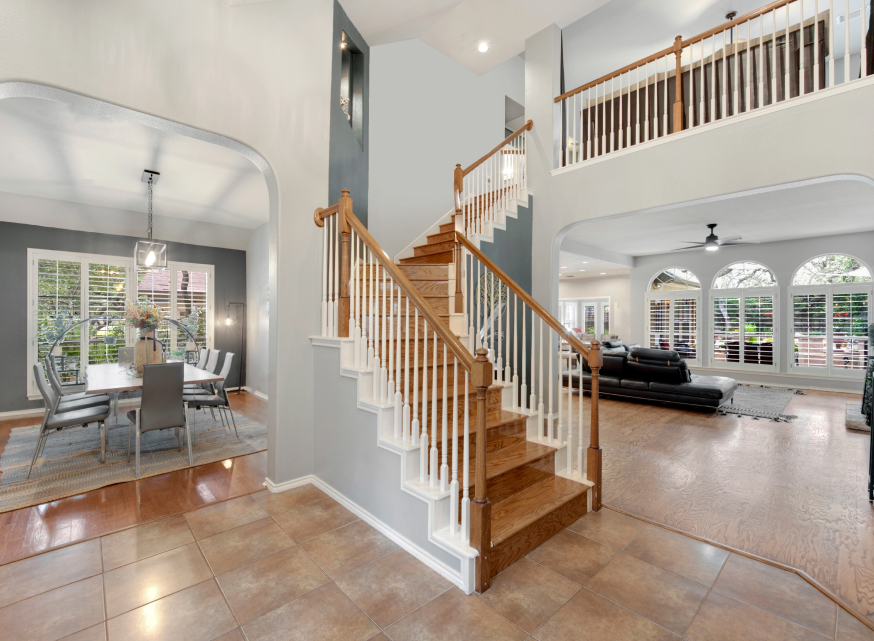 house stairs with light grey walls